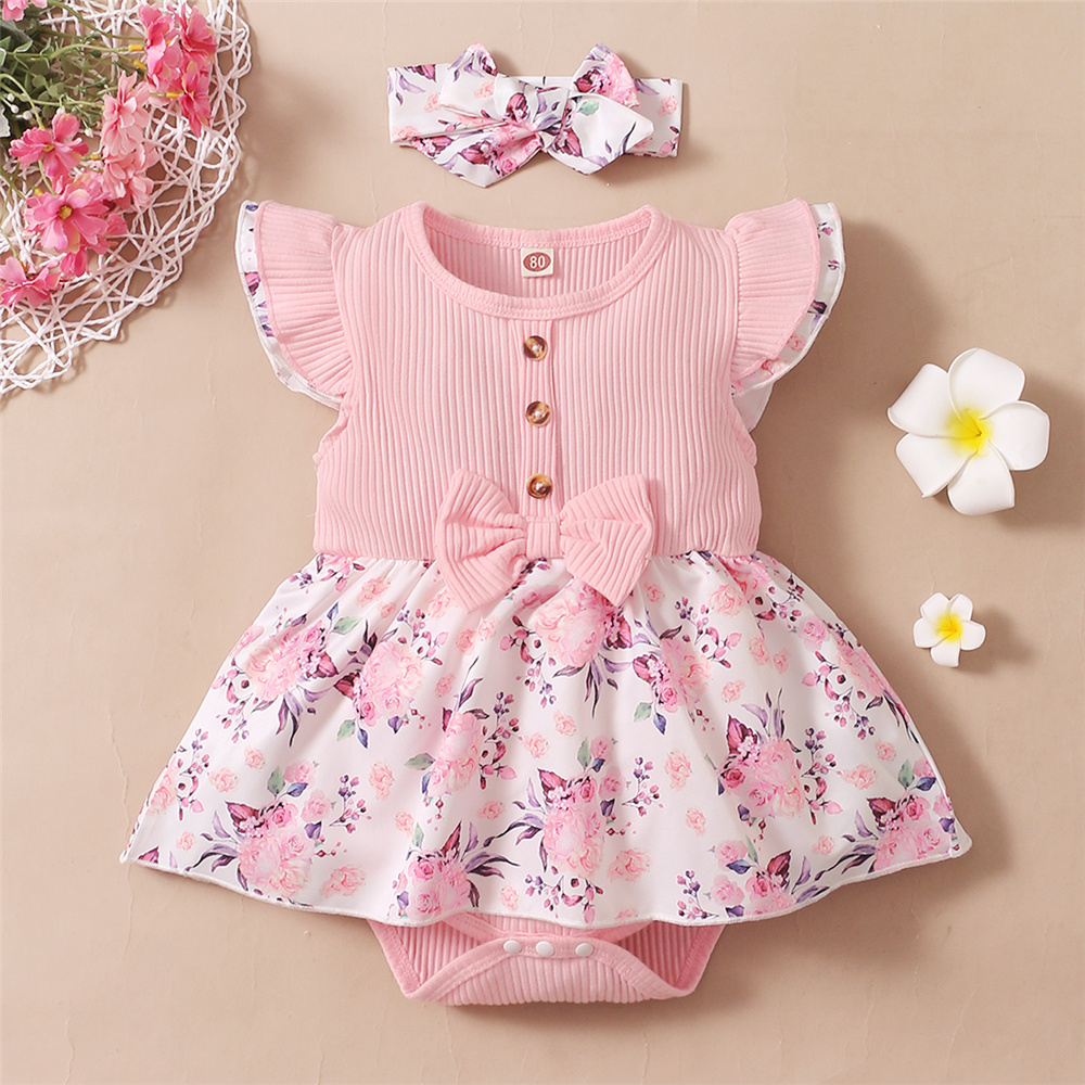 Baby Clothing Brands - Детское летнее платье-комбинезон в рубчик, с